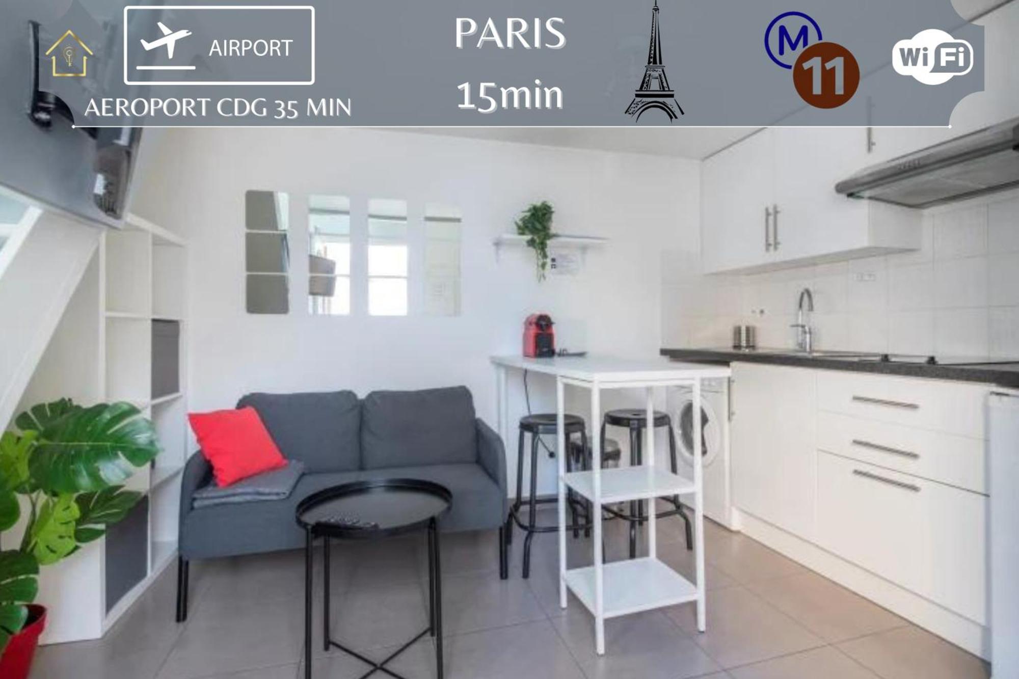 Cosy studio avec grande terrasse de 25 m2 Romainville Exterior foto